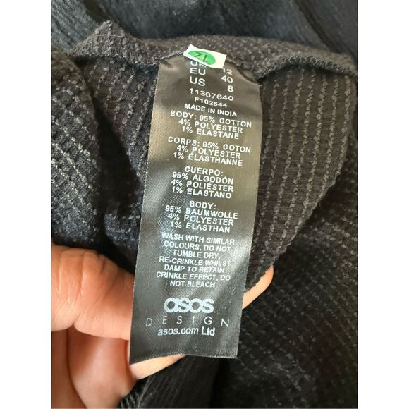 ASOS DESIGN button front lace trim swing cami romper in black Size 8 - Picture 11 of 11